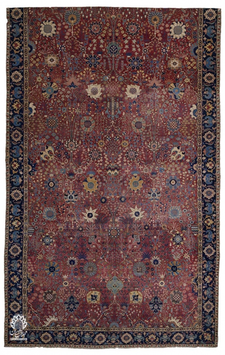 فرش گلدان کرمان زمانی متعلق به ویلیام موریس، ایران_صفوی، قرن هفدهم، ۵۲۳ × ۳۳۰ سانتی‌متر