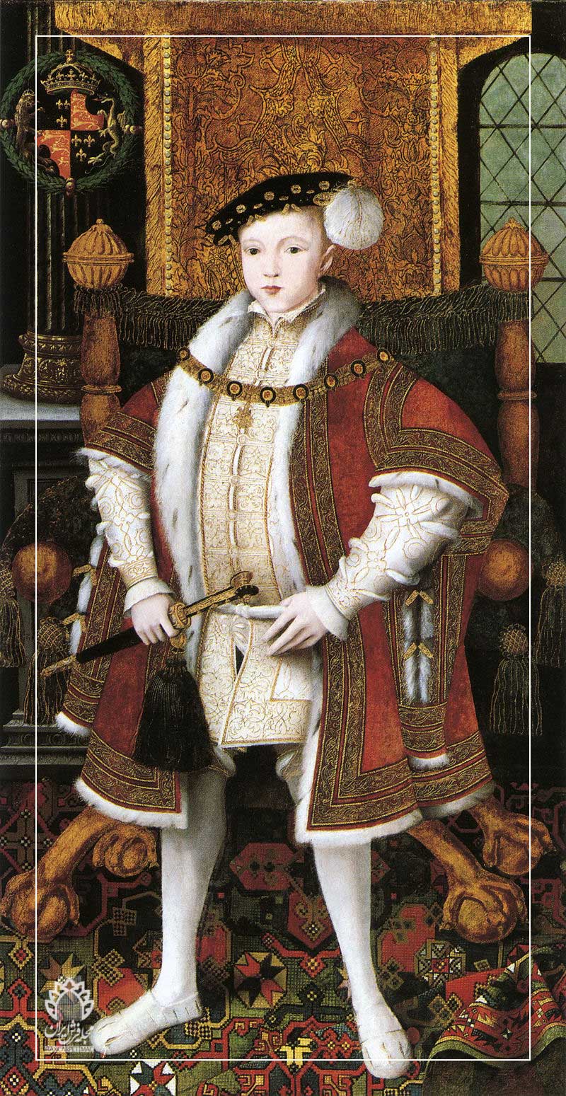 ادوارد ششم روی فرش هولبین ایستاده، حدود ۱۵۴۷