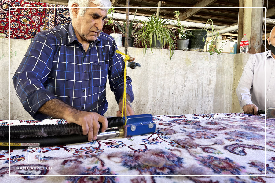 عملیات پرداخت فرش-شرکت فرش ایران-کارخانه های تامین مواد اولیه فرش دستباف کرج